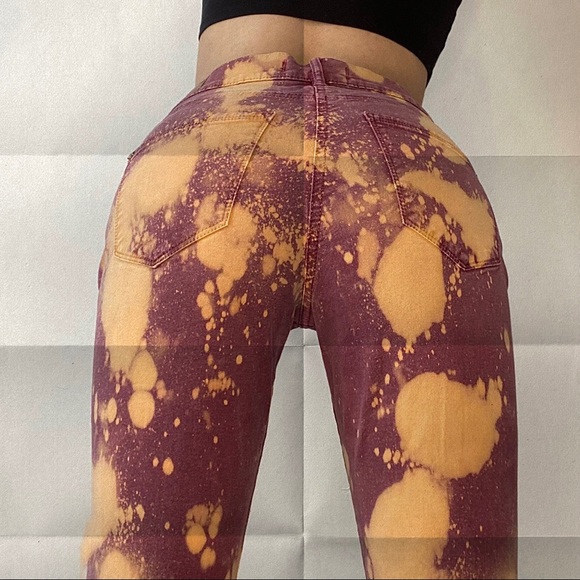 Bleached Burgundy Skinny Jeans - Picture 2 of 7